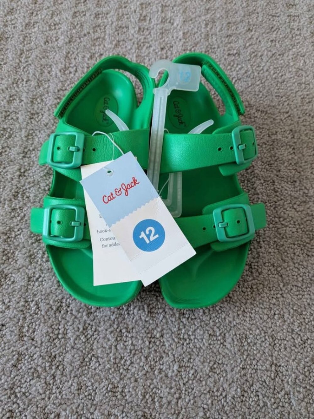 Size 12 NWT Kids Unisex Green Footbed Sandals Open Toe Lightweight Summer Shoes